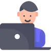 person working with a laptop icon